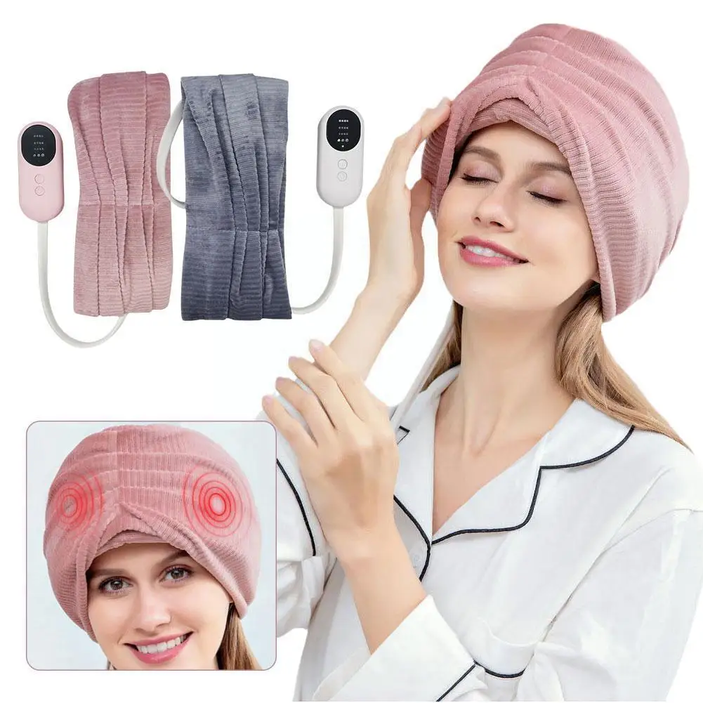 

Electric Heated Vibration Head Massager Heating Air Scalp Sleep Aid Reduce Massage Device Insomnia Vibration Compression L8C2