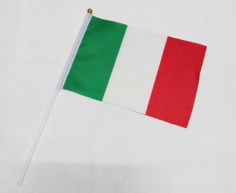 

21*14cm Italian flag with Plastic Flagpoles hand waving flags
