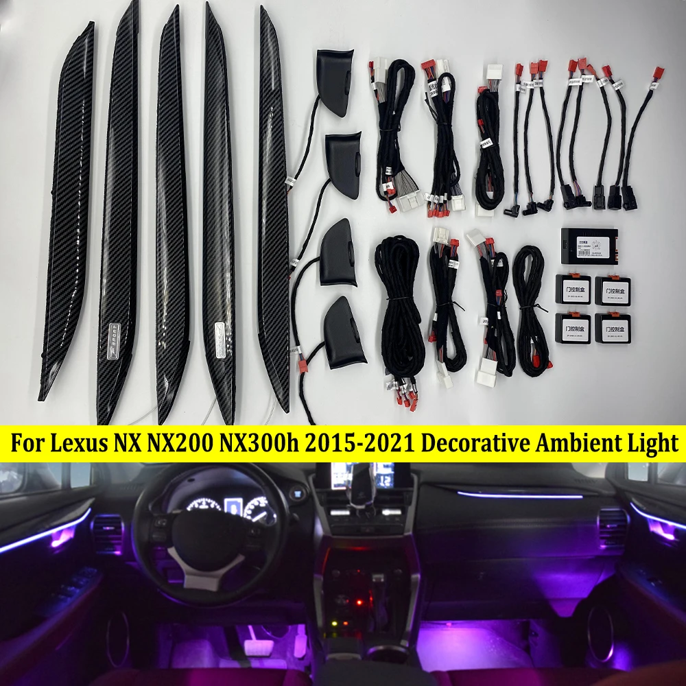 

For Lexus NX NX200 NX300h Ambient Lamp 2015-2021 Storage Box Decorative Light LED Atmosphere Lamp Door Panel Illuminated Strip