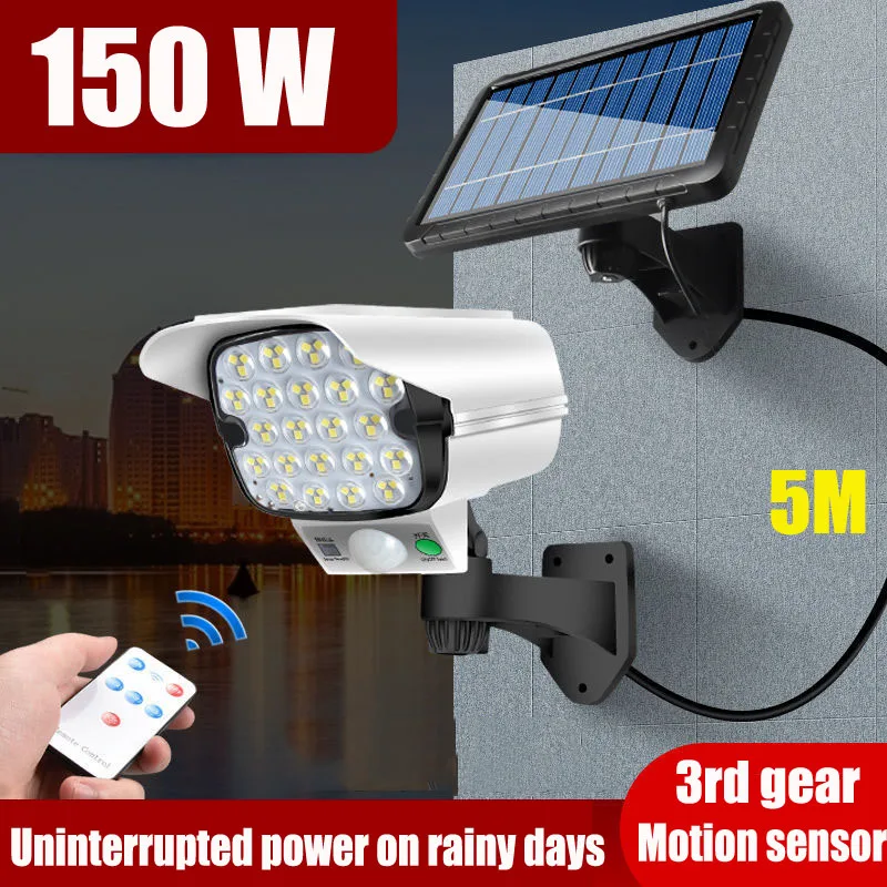 Solar Led Spotlights Outdoor Camera With Motion Sensor Wall Lamp 500W With 5M Solar Panel  Street Security Lighting For Garden