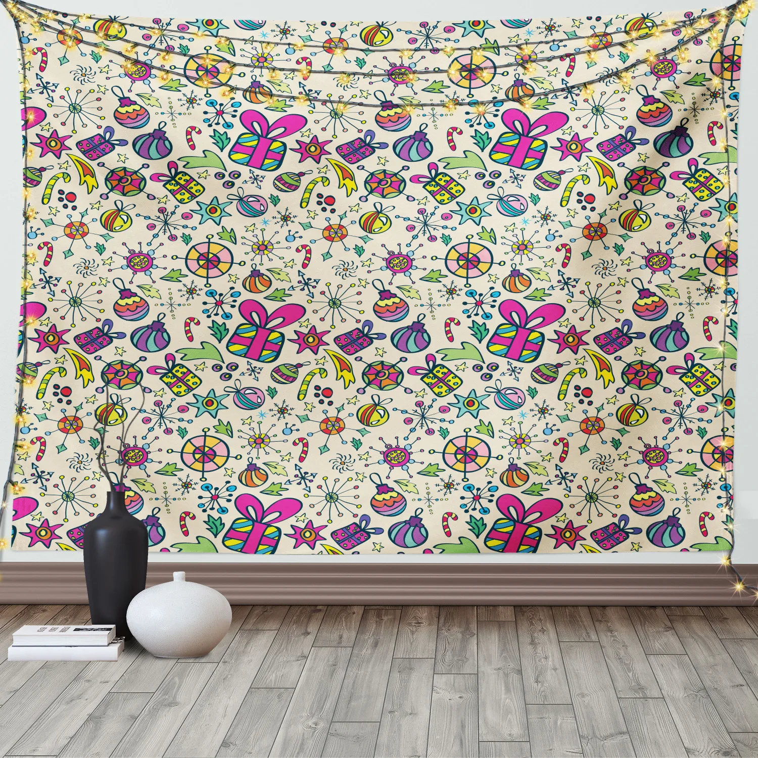 Украшение в подарок Рождественский гобелен новогодний мультяшный атласный