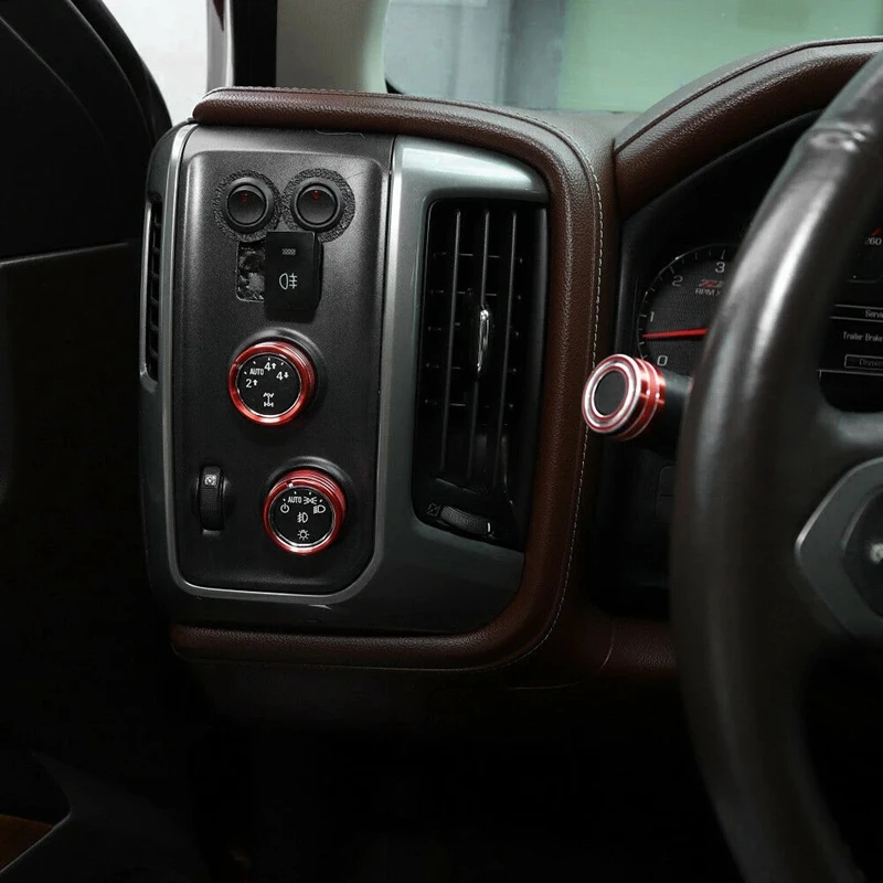 8Pcs Car Styling Accessories Central Control Switch Button Knob Ring Trim Cover for Chevrolet Silverado 2014-2018 |