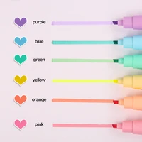 6pcs macron color highlighter pen mini markers set fluorescent pastel for drawing office cute student stationery art supplies