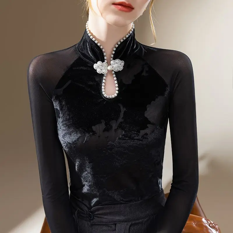 Женская базовая рубашка в китайском стиле