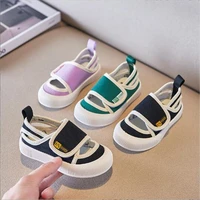 summer canvas cut outs sandals breathable childrens shoes boys girls anti collision toe cap soft soled casual walking sneakers