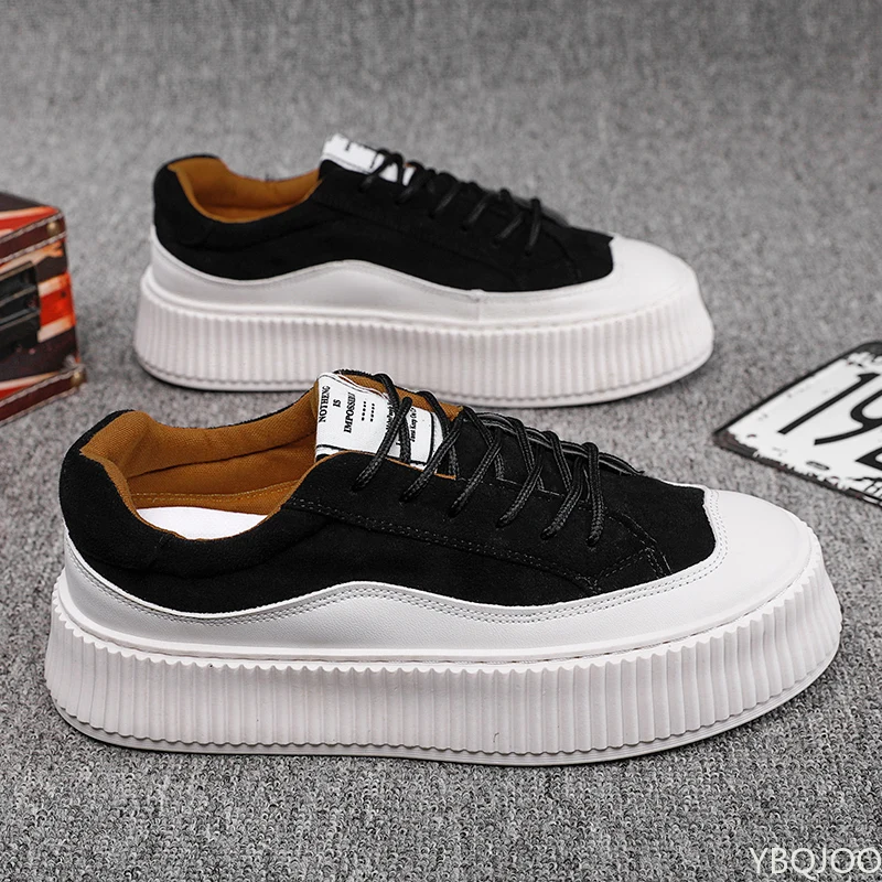 

2022 Summer Casual Shoes for Men Running Sneaker Student Fashion Board Shoes Leather Comfortable Black Platform Shoes Men