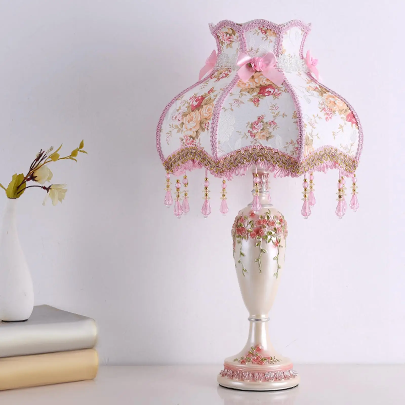 

Table Lamp Women Pastoral Night Light European Style Table Light Decoration Reading Light for Bedside Wedding Party Home UK Plug