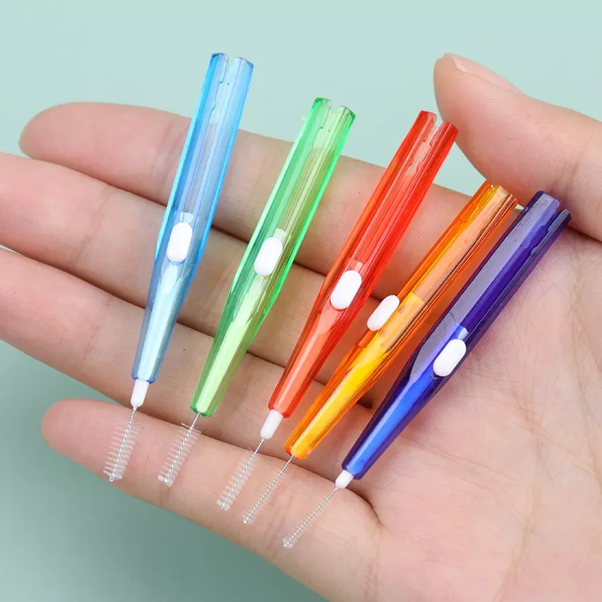 

10PCS Dental Oral Hygiene Push-Pull Interdental Brush Adults Tooth Cleaning Floss Brush Tooth Pick Multi-Size Brush Head