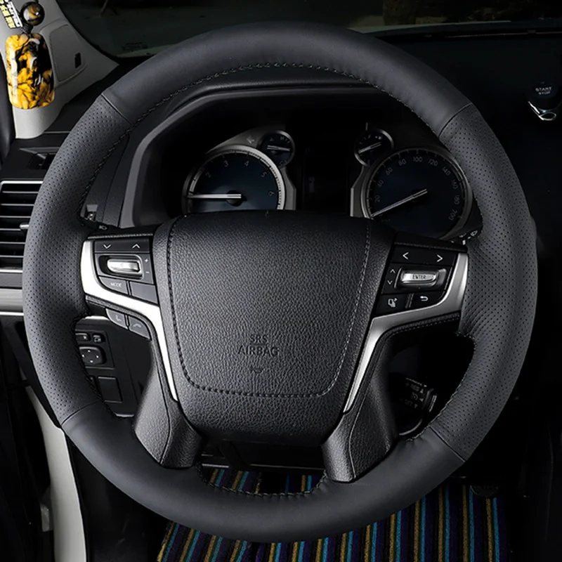 Пользовательский чехол на руль автомобиля из натуральной кожи для Toyota Land Cruiser