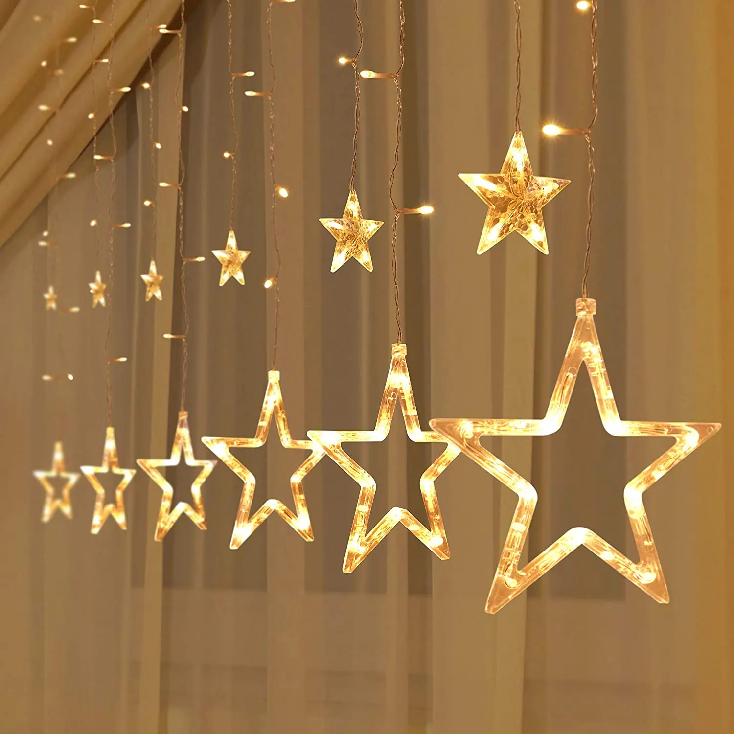 Fairy String Girly Star Curtain Light Garland Bedroom Garden Banquet Room Christmas Holiday Wedding Party Lights Decoration