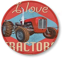 round metal tin sign tractor poster suitable for home and kitchen bar cafe garage vintage style home decor wall decor