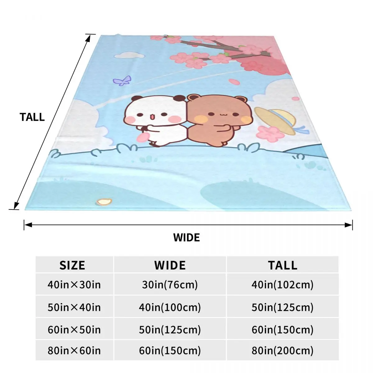 Фланелевое покрывало Bubu с изображением панды медведя Дуду ультрамягкое для