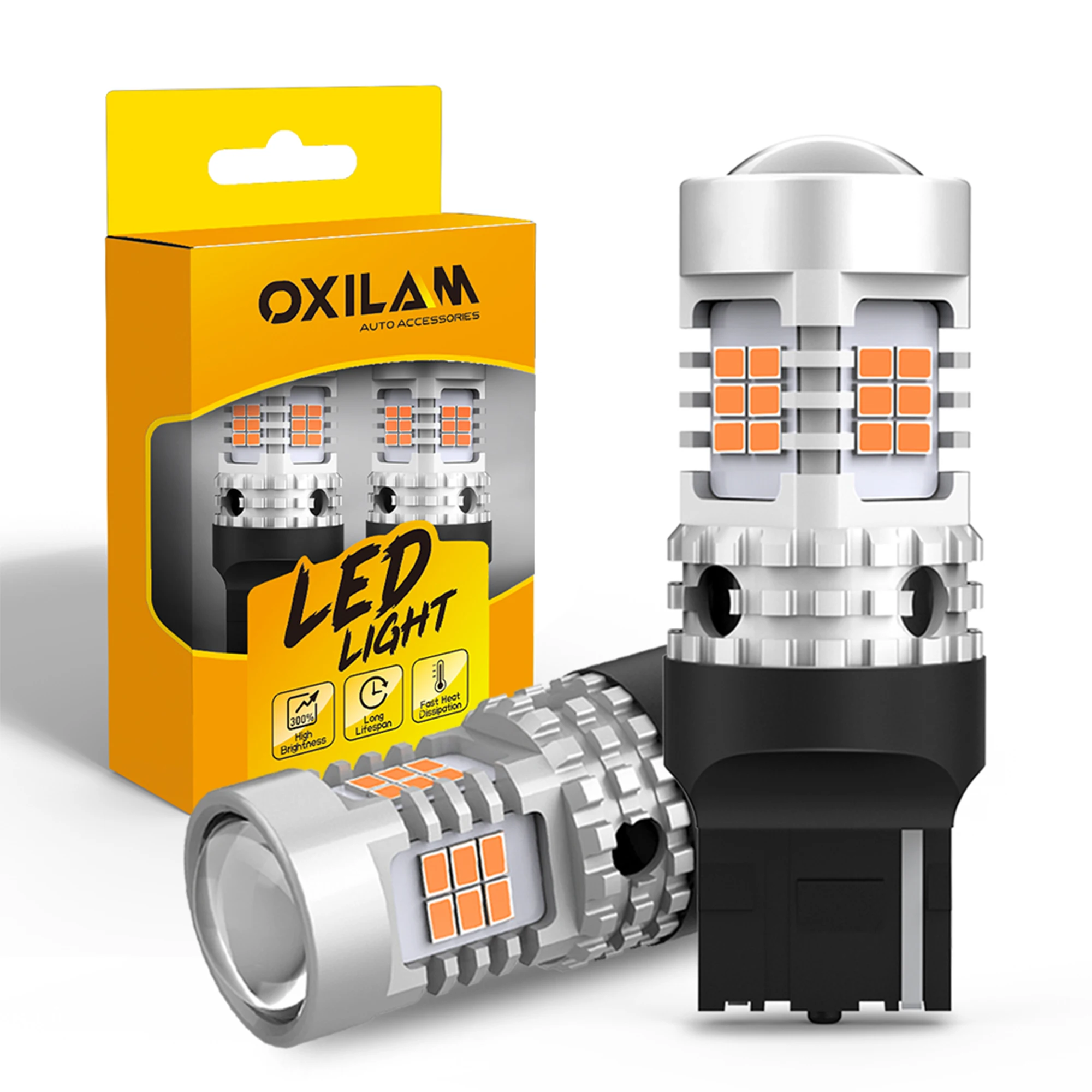 

Светодиодсветодиодный дневные ходовые огни OXILAM 2X WY21W Canbus T20 7440 W21 3030 SMD светодиодный 12 В, желтые дневные ходовые огни, лампа заднего хода для BMW...