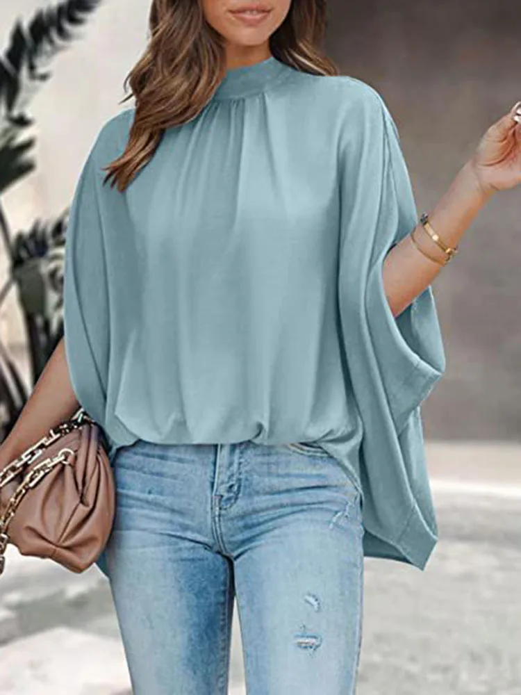 

Блузка женская шифоновая с коротким рукавом, элегантный модный топ свободного покроя с круглым вырезом, Повседневная рубашка в стиле бохо, лето 2023