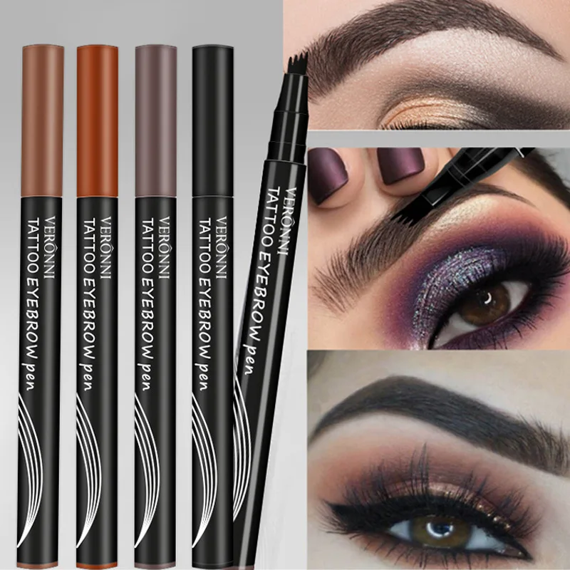 

HEALLOR 1Pcs Liquid 4-Claw Eyebrow Pencil Women Makeup Waterproof Brown Eye Brow Tint Pen Liner Long Lasting Eyebrow