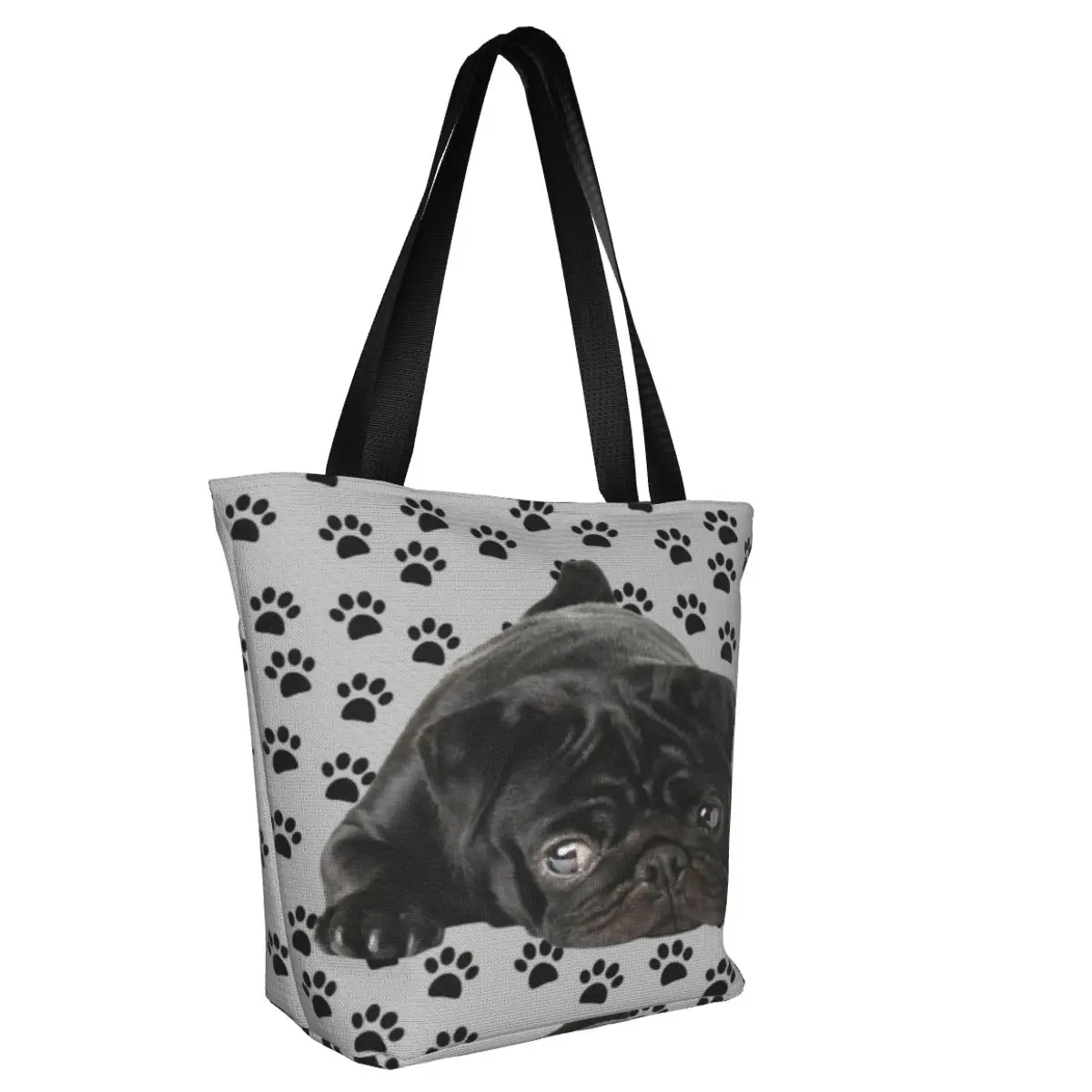 Очаровательная черная Повседневная Сумка-тоут через плечо для мопса сумка