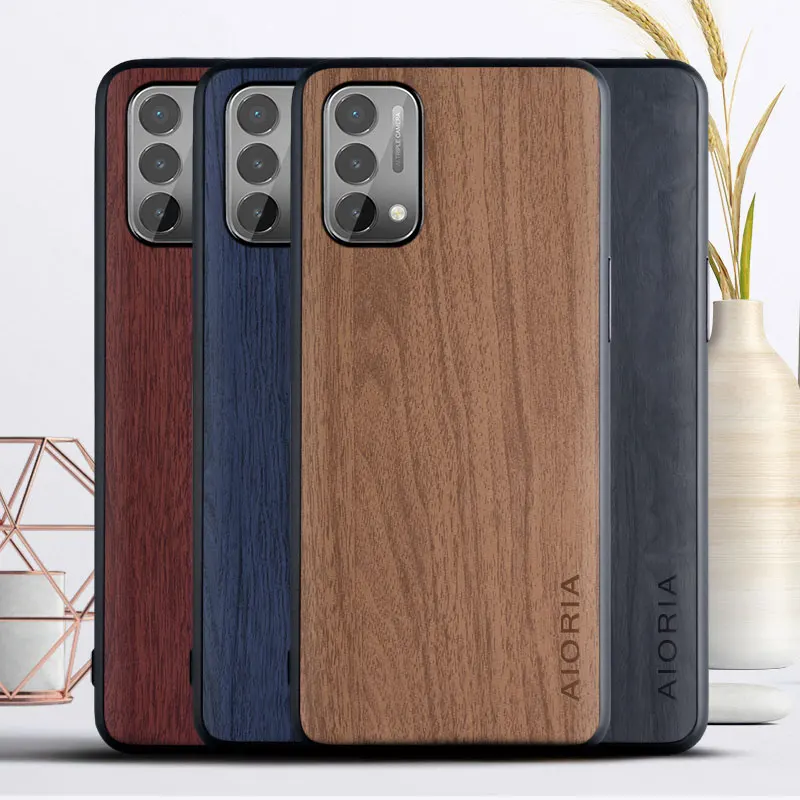 

WoodLike case for OnePlus Nord N200 5G soft TPU silicone material&wood PU leather skin covers coque fundas