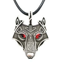 wiccan red black green eyes viking wolf amulet talisman jewellery men pendant necklace norse wicca pagan jewlery dropshipping