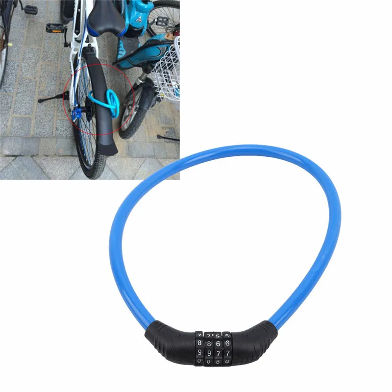 

Велосипедный Замок безопасности, 4-значный комбинированный пароль, велосипедный трос, стальная проволочная цепь, аксессуары
