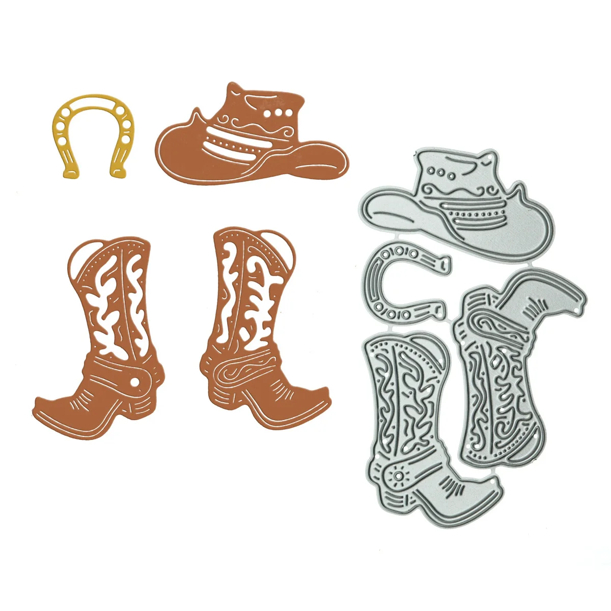 Набор металлических пресс-форм для скрапбукинга ковбойская шляпа ботинки шаблон
