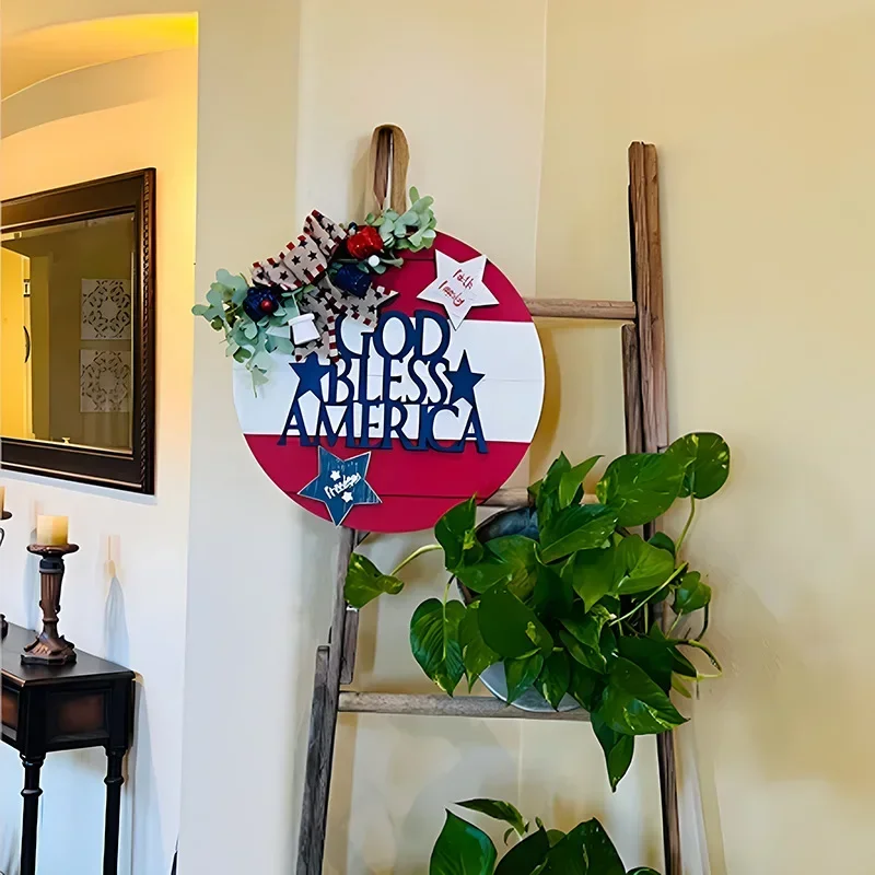 Деревянная дверная тарелка на День Независимости украшение для дома подвеска