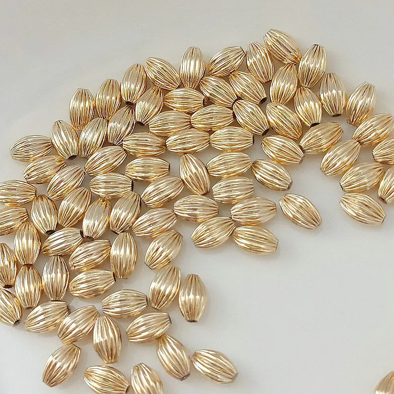 20 шт. 5*8 мм 14 к позолоченные латунные овальные бусины для браслетов