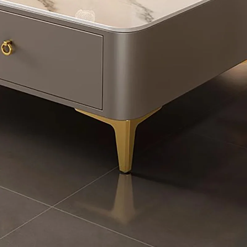 L Kwa Luxe Leistenen Salontafel Met Opslag Eenvoud Marmeren Effect High-End Salontafels Moderne Mesas Huismeubilair