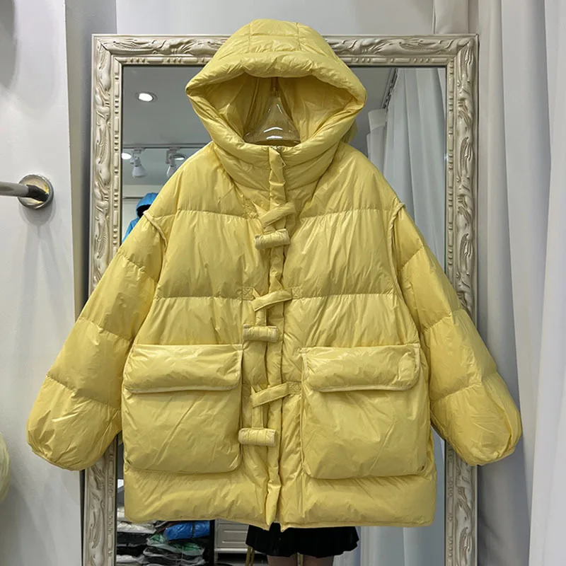 2022 Winter Clothing Down Coat Women Hooded Doudoune Femme Chamarras Parka Mujer Winter Jacket Women Medium Length Bubble Coat