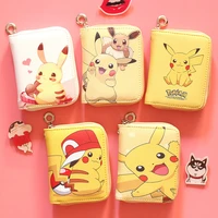 pokemon anime cartoon cute coin purse around pikachu fashion leather zipper wallet kawaii card holder kids adult birthday gift