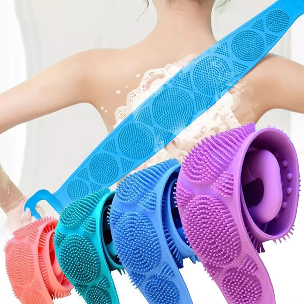 

Bath Brushes Body Scrubber Shower Extended Scrubber Skin Clean Brushes Silicone Double Sided Comfortable Handle Brush