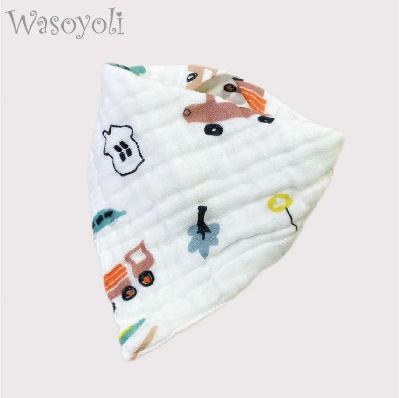 

1 шт., треугольный нагрудник для малышей Wasoyoli, 6 слоёв, 30*45 см, цветной детский шарф из 100% муслина и хлопка с двойной пуговицей