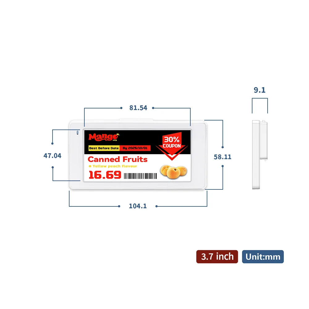

3,7-дюймовая электронная этикетка для полки, этикетка с ценами в магазине, электронная ценник для супермаркета Ble
