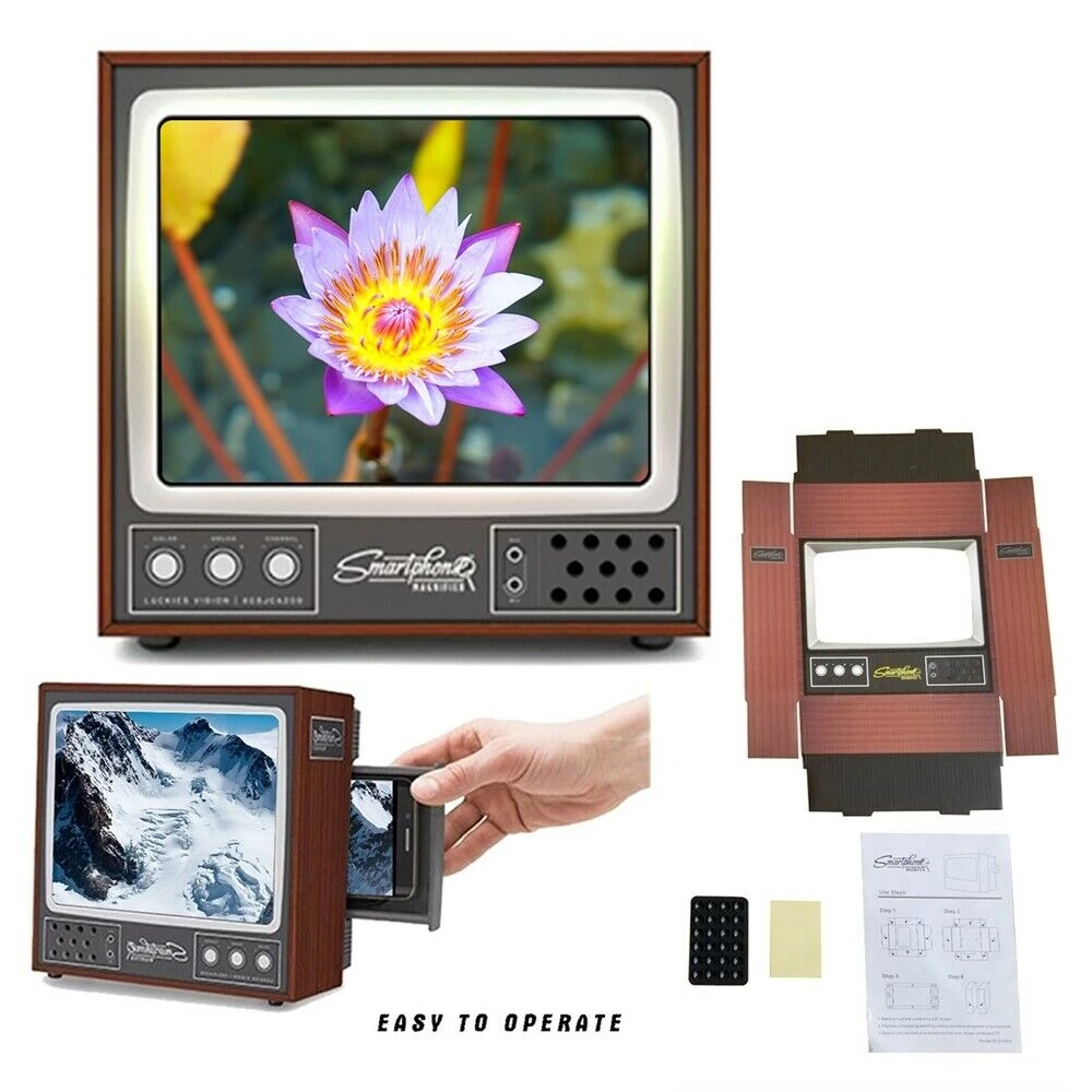 

Movie Mobile Phone Video Screen Magnifier Amplifier Vintage TV Shape Box Foldable