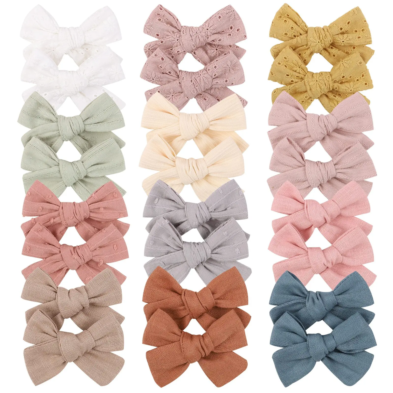 2Pcs/lot 12Colors 3.2Inch Cotton Hair Bows Bowknot With Clips For Girls Hair Clips Cute Barrettes Headwear Kids Hair Accessories