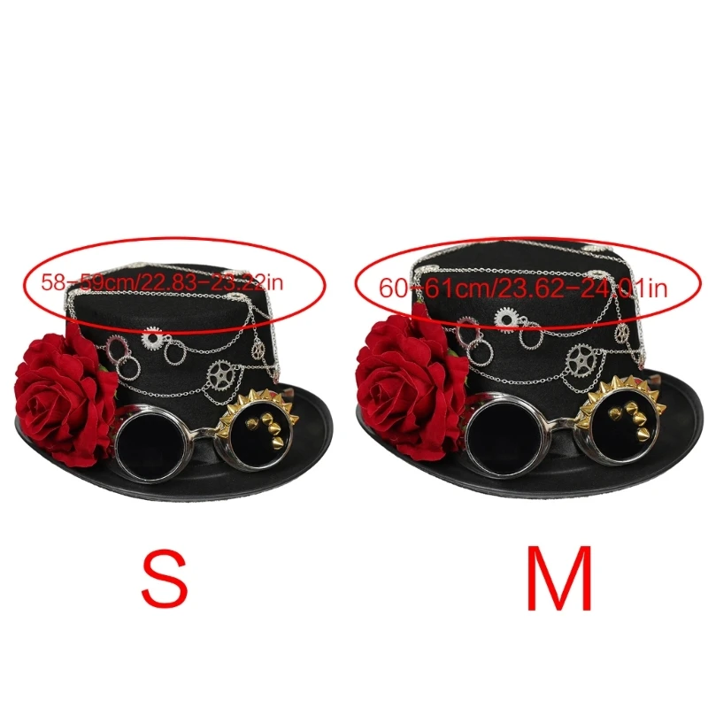 

Цилиндр в стиле стимпанк с очками Цветочная цепочка Украшения для шляпы для вечеринки R7RF