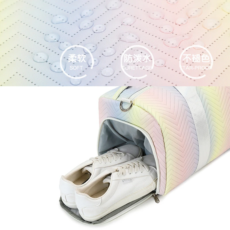 Fashion Travel Bag Women's PU Leather Duffle Bag Large Capacity Packing Dry Wet Depart Luggage Bag With Independent Shoe Bag