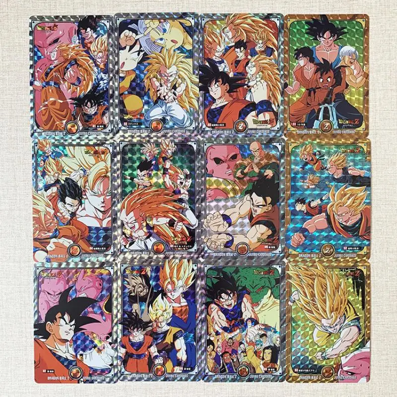 

12 шт./компл., флэш-карты из аниме «Драконий жемчуг» Джамбо в 5 ячеек, Сон Гоку маджин Буу готенкс, хобби, коллекционные предметы, Подарочные игрушки из аниме