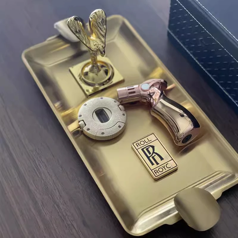 R Logo Little Gold Man CIGARLOONG Попельница для сигар Бронзовое дно Большой диаметр Титановый