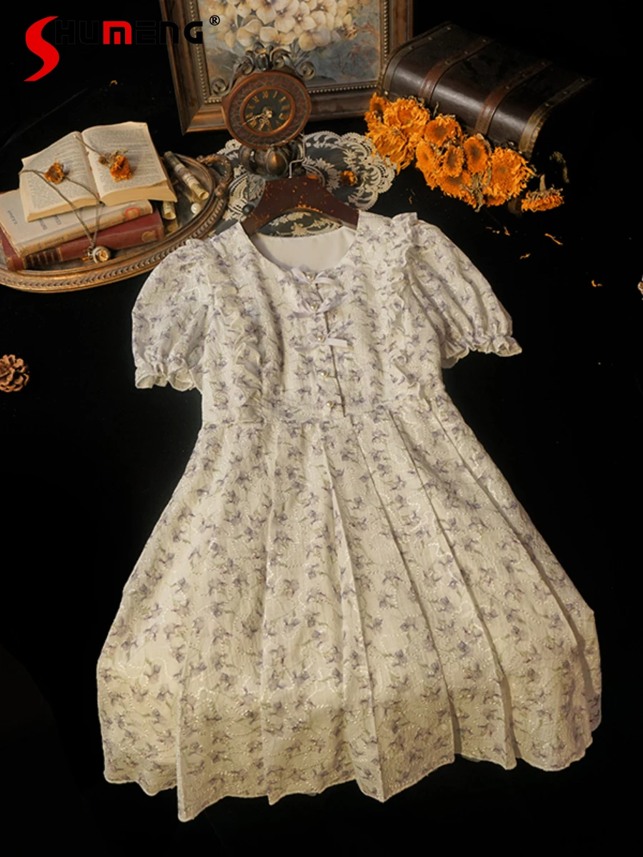 

Новинка лета 2022, женское модное милое платье выше колена с пышными рукавами, женское элегантное сказочное роскошное платье во французском с...