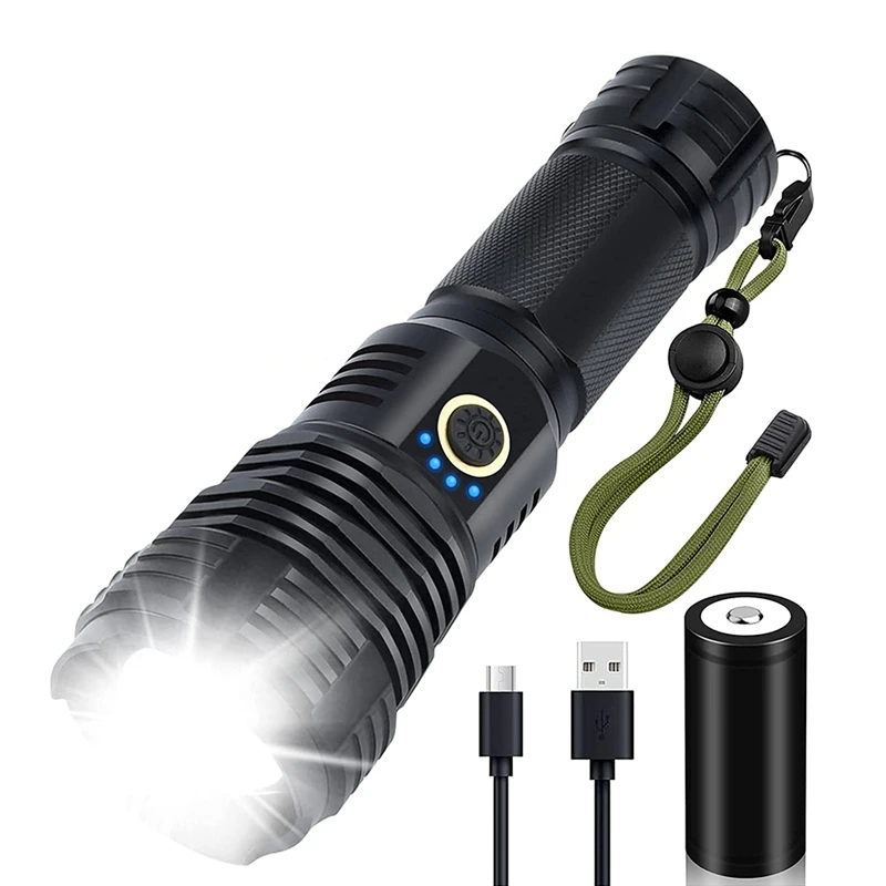 

Hot LED Torch 1500 Lumens,Rechargeable Zoomable Torch With 5 Light Modes,Small Flashlight For Camping Hiking Fishing Running