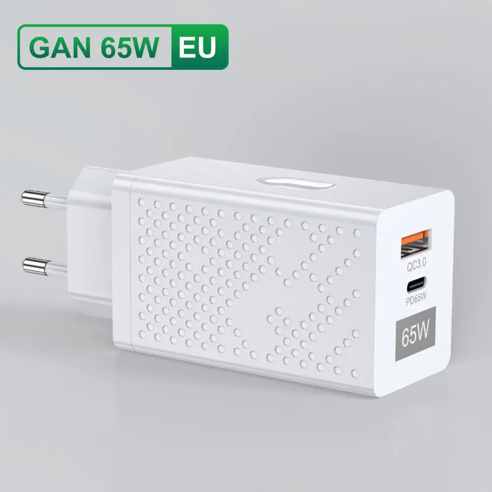 

USB C Charger 65W Fast Charging Charger 2 Ports Type C Mobile Phone Charger PD Power Adapter For Samsung Xiaomi IPhone QC3.0