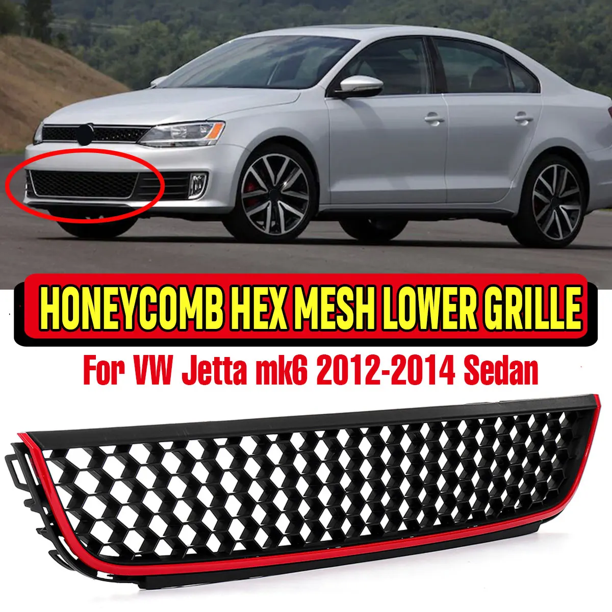 

mk6 Car Honeycomb Hex Mesh Front Bumper Lower Grills Racing Grills For VOLKSWAGEN For VW Jetta mk6 2012-2014 Sedan Front Grille