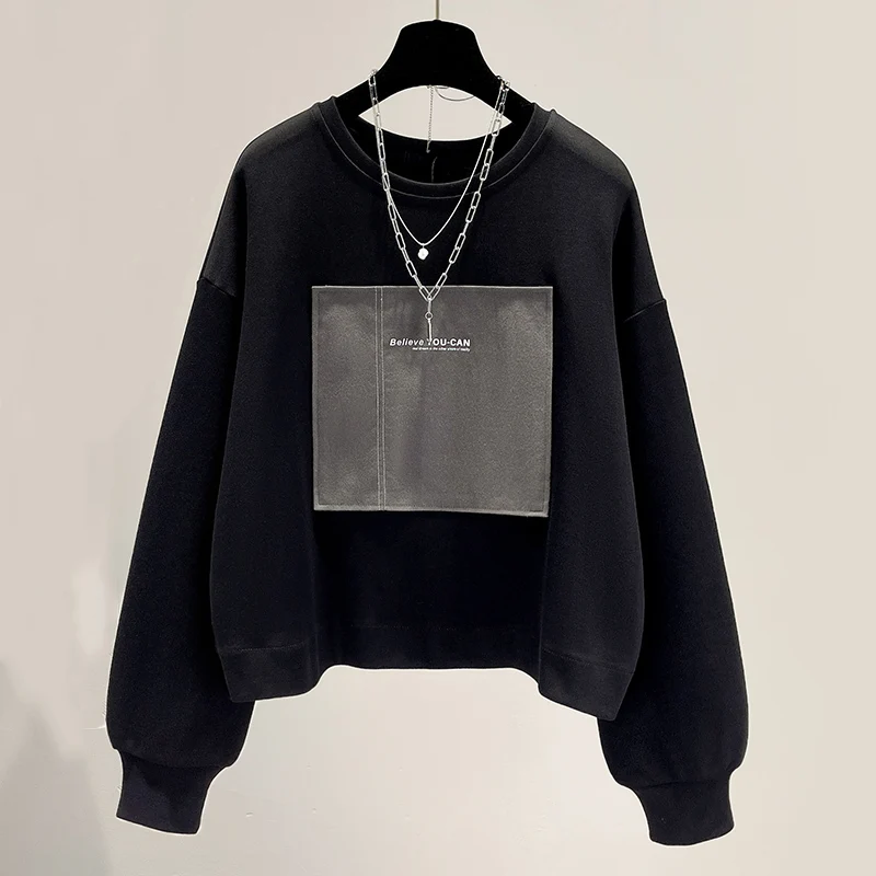 

Spring New Women Sweatshirt Fashion O-Neck Loose Casual Pullover Tops Retro Trend Thin Oversize Female Long Sleeve T-Shirt