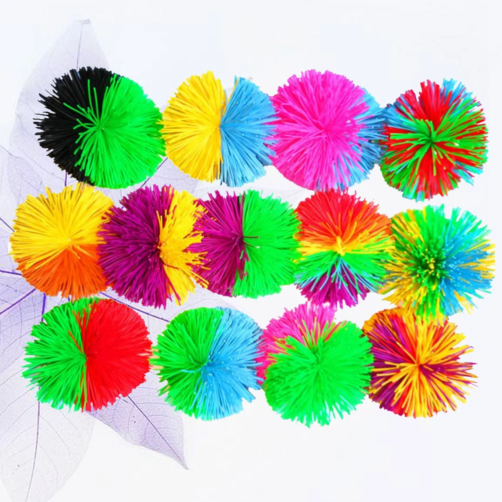 

Balls Koosh Sensory Bouncy Stress Bulk Bouncing Fluffy Fidgets Kids Colorful Stringy Rainbow