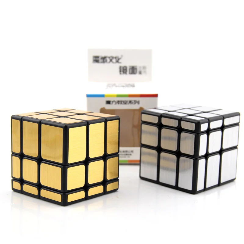 Moyu-cubo mágico espelhado, 3x3x3, quebra-cabeça rápido, brinquedo educacional para crianças, blocos espelhados, prata/ouro, presente