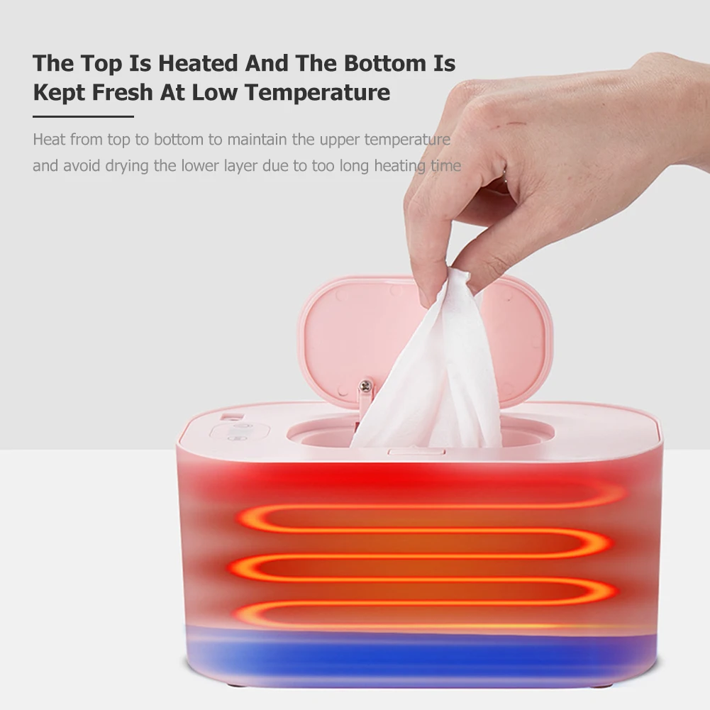 

Portable USBSmart Baby Wipe Warmer with Display Screen Heating Tissue BoxWet Towel Dispenser Napkin Heating Box for Baby