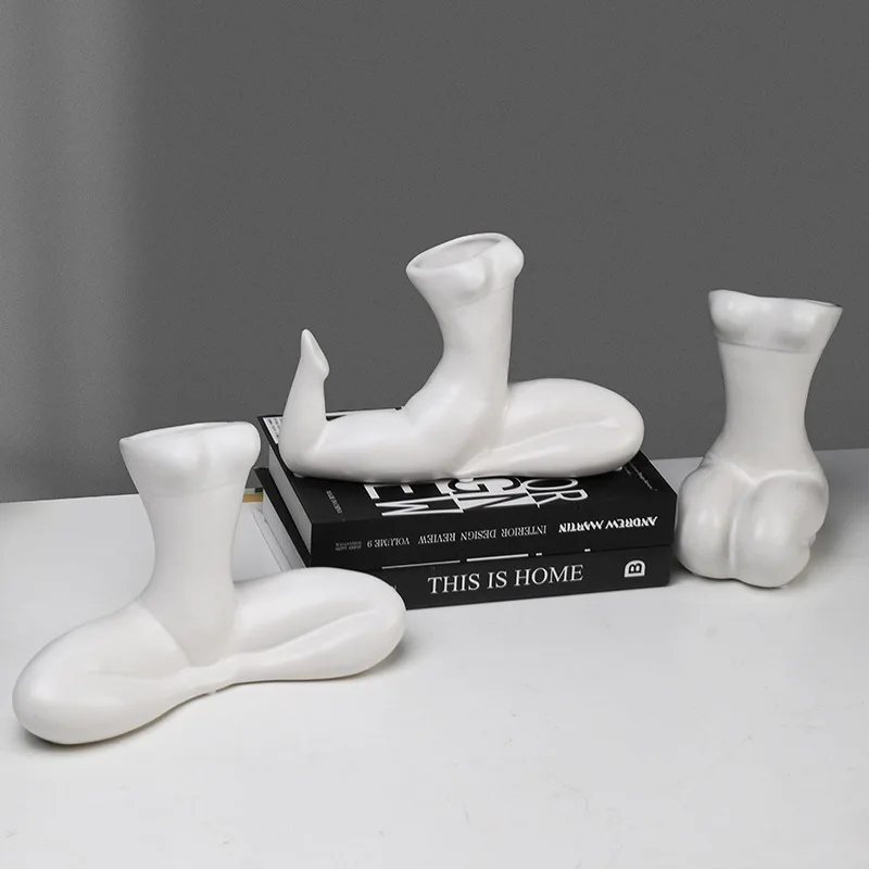 

Современная ваза для человека, абстрактная голая Обнаженная художественная орнамент, белая керамическая фигурка, ваза для девочек с цветами, украшение для книжного шкафа, украшение для дома