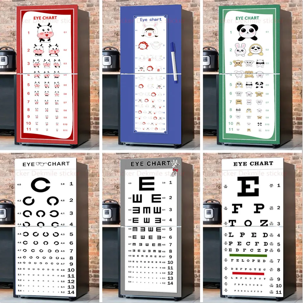 

Eye Chart Visual Testing Chart Refrigerator Sticker Full Cover Cute Aniamls Sticker On The Fridge For Kids Rooms Decoration Gift