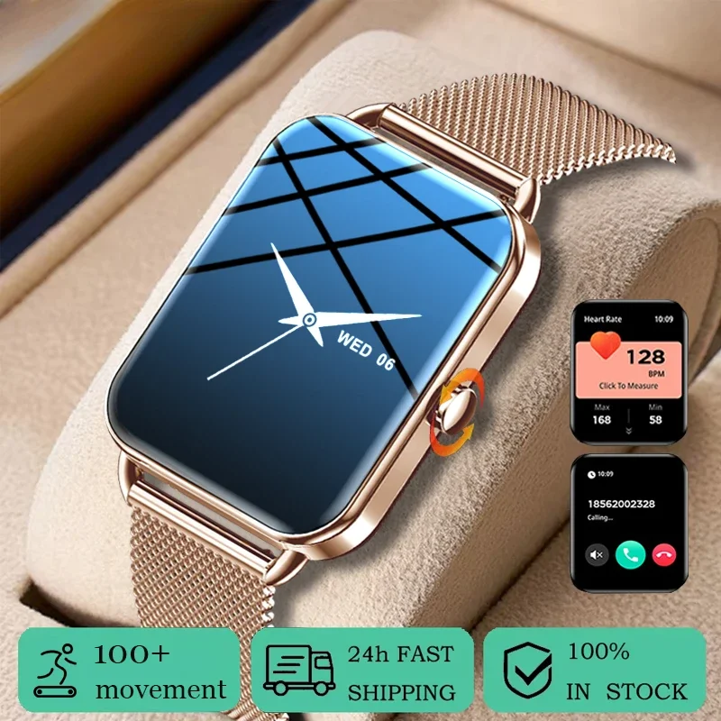 2024 Стильные ультратонкие женские умные часы с дисплеем 165 дюймов и Bluetooth-вызовом