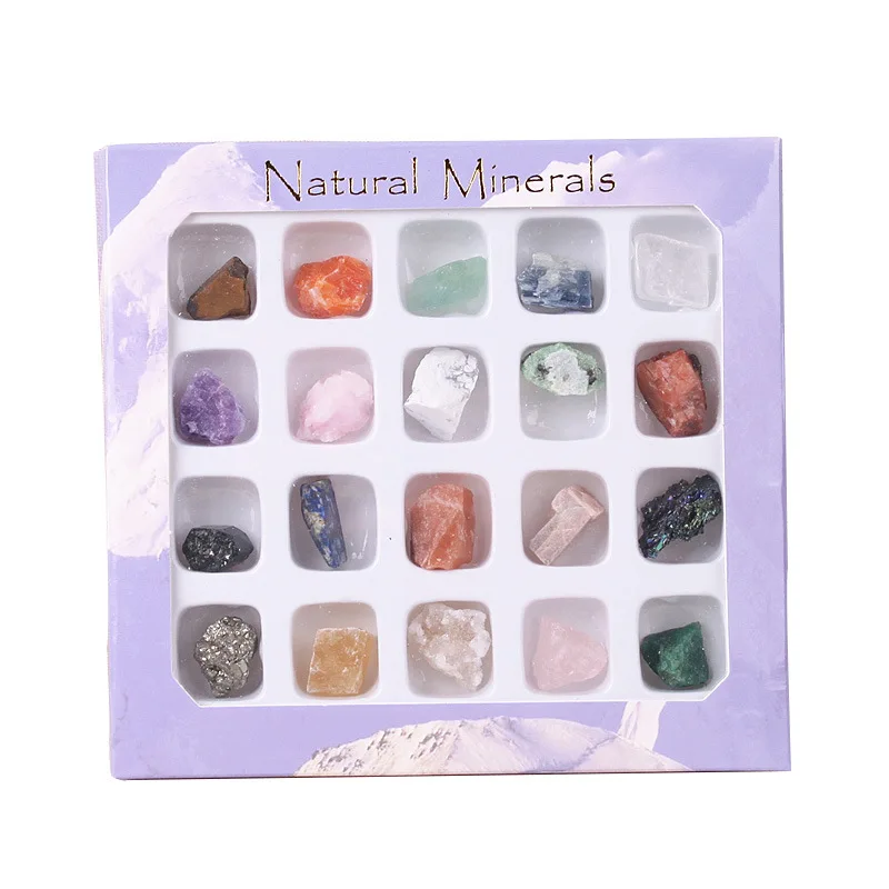 

20 Kinds of Mineral Specimens Boxed Crystal Agate Stone Mineral Crystal Ore Gift Home Decoration Accessories